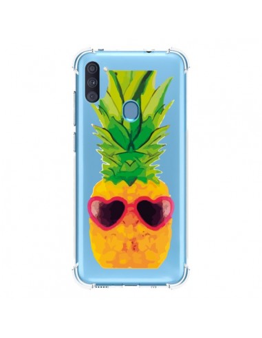 Coque Samsung Galaxy A11 et M11 Ananas Lunette en Cœur transparente