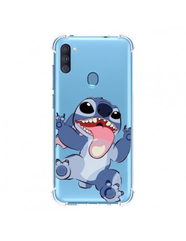 Coque Samsung Galaxy A11 et M11 Stitch de Lilo et Stitch Langue transparente