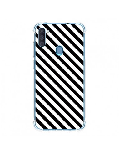 Coque Samsung Galaxy A11 et M11 Bonbon Candy Noire et Blanche Rayée - Nico