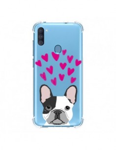 Coque Samsung Galaxy A11 et M11 Bulldog Français Coeurs...