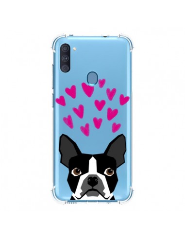 Coque Samsung Galaxy A11 et M11 Boston Terrier Coeurs Chien Transparente - Pet Friendly