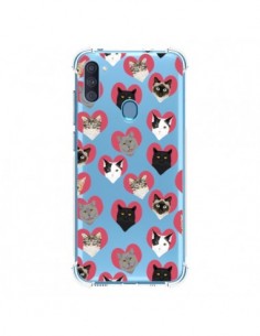 Coque Samsung Galaxy A11 et M11 Chats Coeurs Transparente...