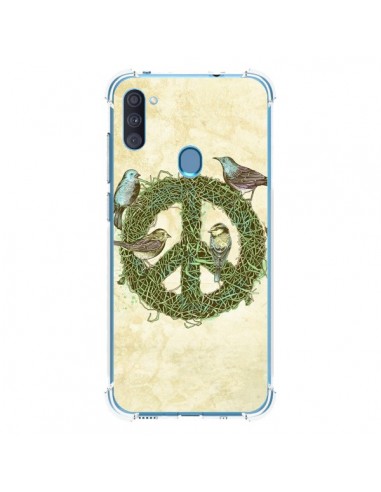 Coque Samsung Galaxy A11 et M11 Peace And Love Nature Oiseaux - Rachel Caldwell