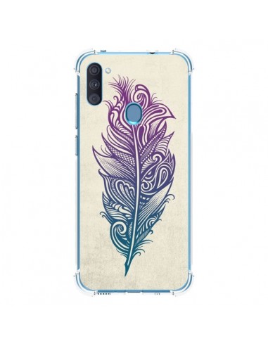 Coque Samsung Galaxy A11 et M11 Feather Plume Arc En Ciel - Rachel Caldwell