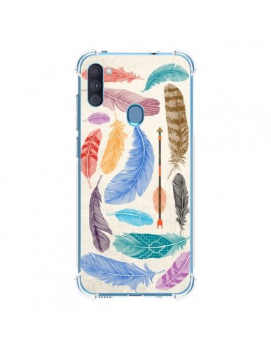 Coque Samsung Galaxy A11 et M11 Feather Plumes Multicolores - Rachel Caldwell