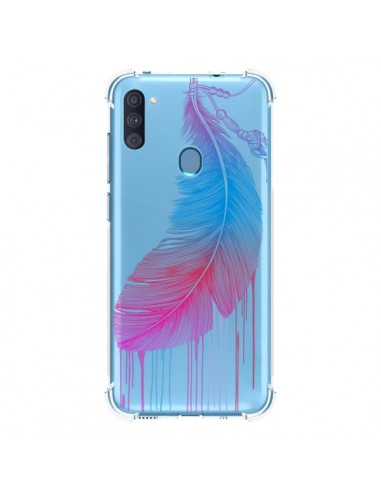 Coque Samsung Galaxy A11 et M11 Plume Feather Arc en Ciel Transparente - Rachel Caldwell