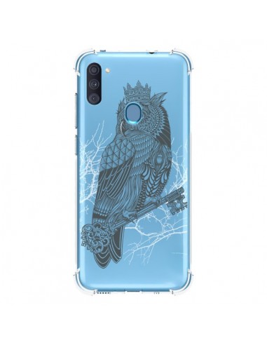Coque Samsung Galaxy A11 et M11 Owl King Chouette Hibou Roi Transparente - Rachel Caldwell
