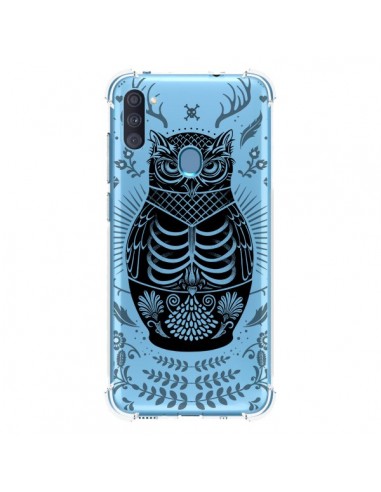 Coque Samsung Galaxy A11 et M11 Owl Chouette Hibou Squelette Transparente - Rachel Caldwell