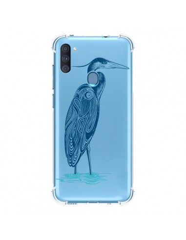 Coque Samsung Galaxy A11 et M11 Heron Blue Oiseau Transparente - Rachel Caldwell