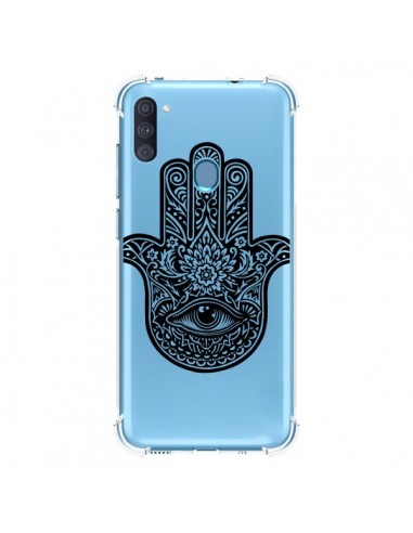 Coque Samsung Galaxy A11 et M11 Hamsa Cinq Doigts Main Mauvais Oeil Transparente - Rachel Caldwell