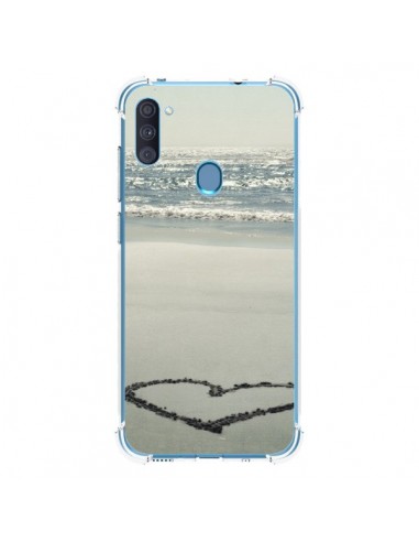 Coque Samsung Galaxy A11 et M11 Coeoeur Plage Beach Mer Sea Love Sable Sand - R Delean