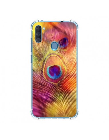 Coque Samsung Galaxy A11 et M11 Plume de Paon Multicolore - Sylvia Cook