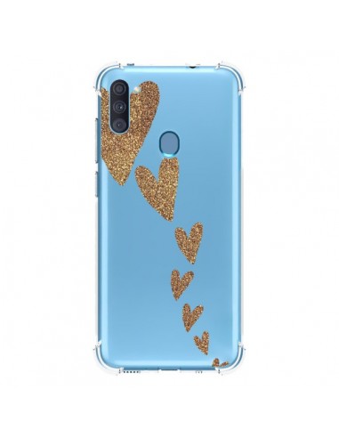 Coque Samsung Galaxy A11 et M11 Coeur Falling Gold Hearts Transparente - Sylvia Cook