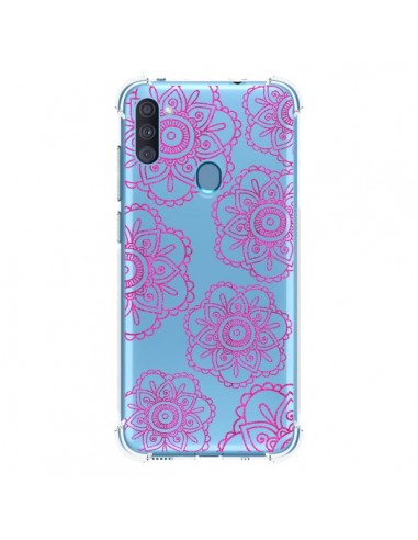 Coque Samsung Galaxy A11 et M11 Pink Doodle Flower Mandala Rose Fleur Transparente - Sylvia Cook