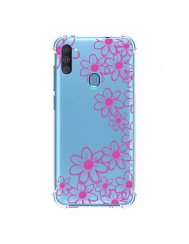 Coque Samsung Galaxy A11 et M11 Pink Flowers Fleurs Roses Transparente - Sylvia Cook