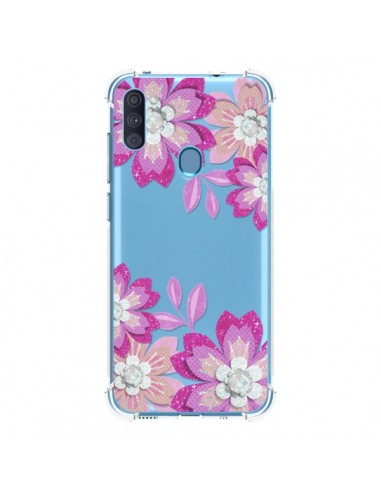 Coque Samsung Galaxy A11 et M11 Winter Flower Rose, Fleurs d'Hiver Transparente - Sylvia Cook