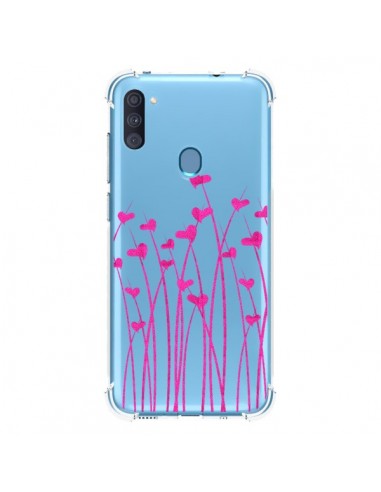 Coque Samsung Galaxy A11 et M11 Love in Pink Amour Rose Fleur Transparente - Sylvia Cook