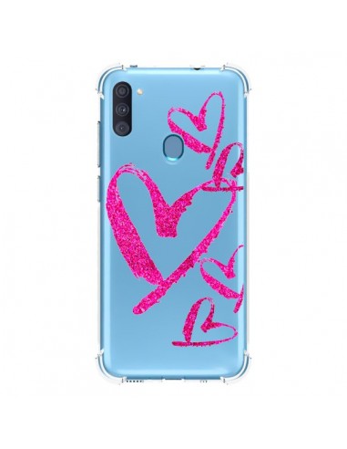 Coque Samsung Galaxy A11 et M11 Pink Heart Coeur Rose Transparente - Sylvia Cook