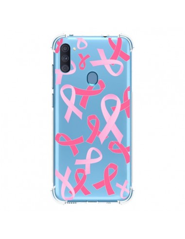 Coque Samsung Galaxy A11 et M11 Pink Ribbons Ruban Rose Transparente - Sylvia Cook