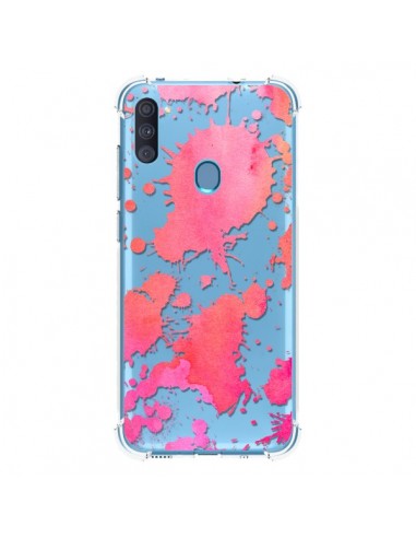 Coque Samsung Galaxy A11 et M11 Watercolor Splash Taches Rose Orange Transparente - Sylvia Cook