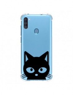 Coque Samsung Galaxy A11 et M11 Tête Chat Noir Cat...