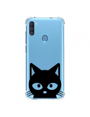 Coque Samsung Galaxy A11 et M11 Tête Chat Noir Cat Transparente - Yohan B.