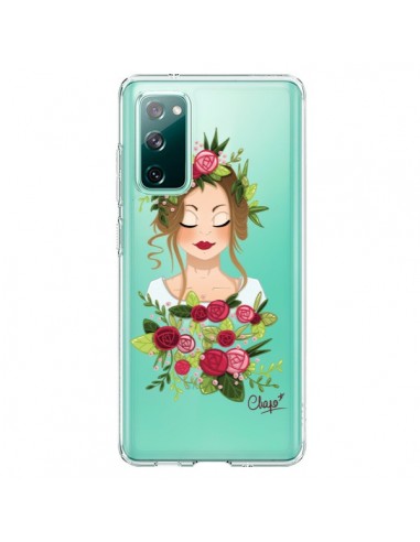 Coque Samsung Galaxy S20 Femme Closed Eyes Fleurs Transparente - Chapo