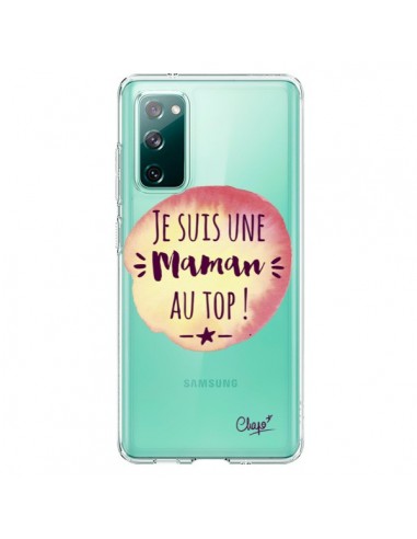 Coque Samsung Galaxy S20 Je suis une Maman au Top Orange Transparente - Chapo