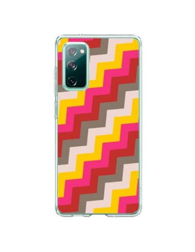 Coque Samsung Galaxy S20 Lignes Triangle Azteque Rose Rouge - Eleaxart