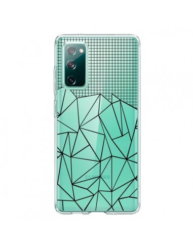 Coque Samsung Galaxy S20 Lignes Grille Grid Abstract Noir Transparente - Project M