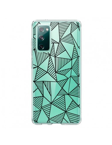 Coque Samsung Galaxy S20 Lignes Grilles Triangles Grid Abstract Noir Transparente - Project M
