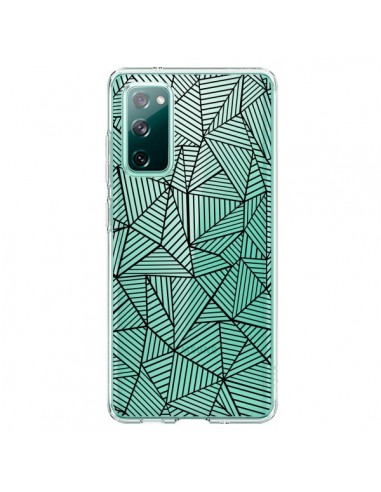 Coque Samsung Galaxy S20 Lignes Grilles Triangles Full Grid Abstract Noir Transparente - Project M