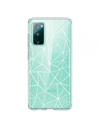 Coque Samsung Galaxy S20 Lignes Grilles Triangles Full Grid Abstract Blanc Transparente - Project M