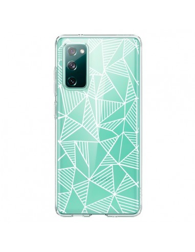 Coque Samsung Galaxy S20 Lignes Grilles Triangles Grid Abstract Blanc Transparente - Project M