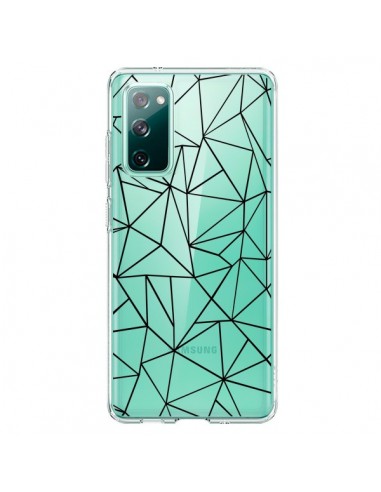 Coque Samsung Galaxy S20 Lignes Triangles Grid Abstract Noir Transparente - Project M