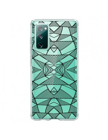 Coque Samsung Galaxy S20 Lignes Miroir Grilles Triangles Grid Abstract Noir Transparente - Project M