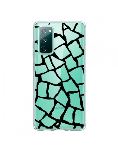 Coque Samsung Galaxy S20 Girafe Mosaïque Noir Transparente - Project M