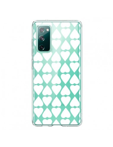 Coque Samsung Galaxy S20 Coeurs Heart Blanc Transparente - Project M