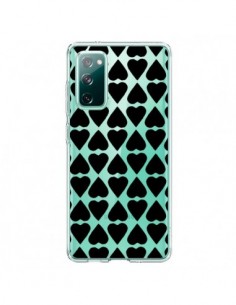 Coque Samsung Galaxy S20 Coeurs Heart Noir Transparente -...