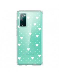 Coque Samsung Galaxy S20 Point Coeur Blanc Pin Point...