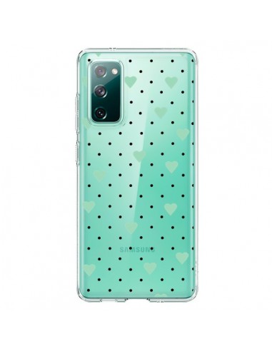 Coque Samsung Galaxy S20 Point Coeur Mint Bleu Vert Pin Point Heart Transparente - Project M