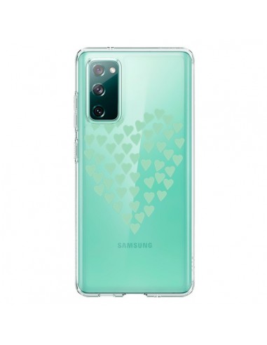 Coque Samsung Galaxy S20 Coeurs Heart Love Mint Bleu Vert Transparente - Project M