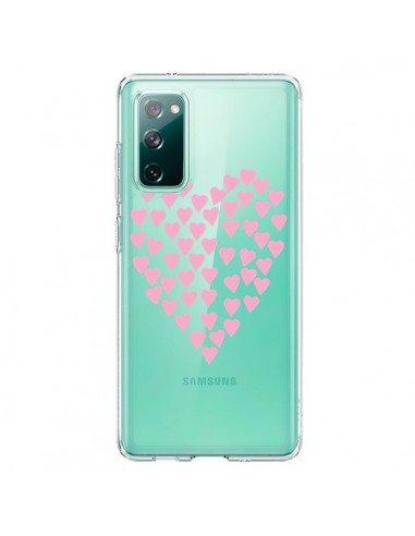 Coque Samsung Galaxy S20 Coeurs Heart Love Rose Pink Transparente - Project M
