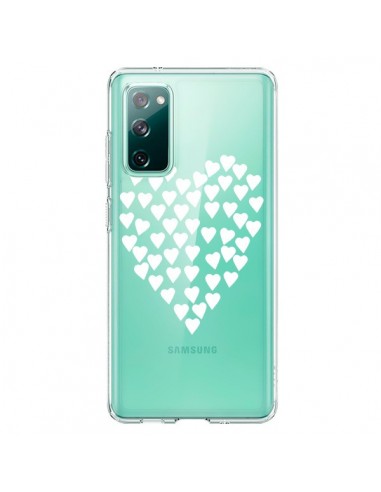 Coque Samsung Galaxy S20 Coeurs Heart Love Blanc Transparente - Project M