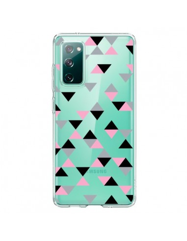 Coque Samsung Galaxy S20 Triangles Pink Rose Noir Transparente - Project M