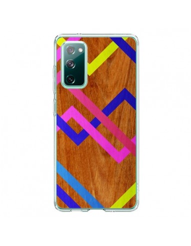 Coque Samsung Galaxy S20 Pink Yellow Wooden Bois Azteque Aztec Tribal - Jenny Mhairi