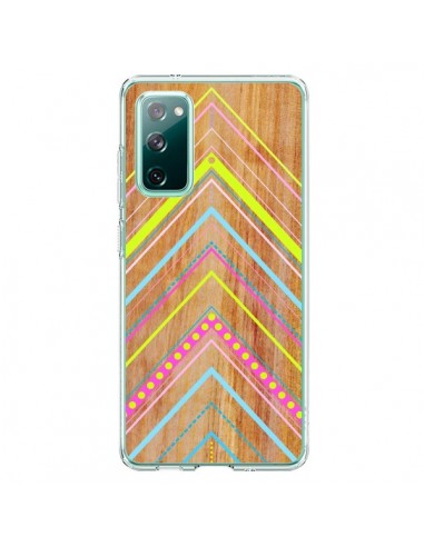 Coque Samsung Galaxy S20 Wooden Chevron Pink Bois Azteque Aztec Tribal - Jenny Mhairi