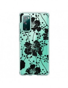 Coque Samsung Galaxy S20 Fleurs Noirs Flower Transparente...