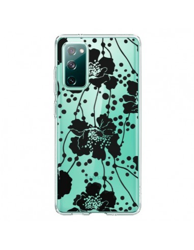 Coque Samsung Galaxy S20 Fleurs Noirs Flower Transparente - Dricia Do