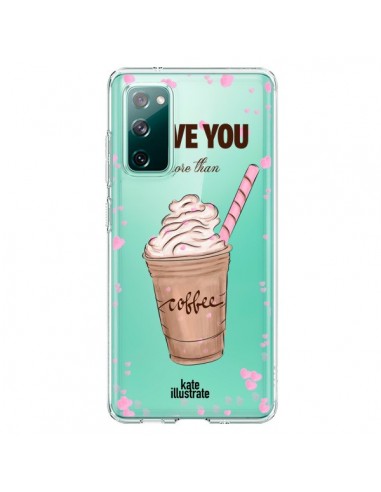 Coque Samsung Galaxy S20 I love you More Than Coffee Glace Amour Transparente - kateillustrate